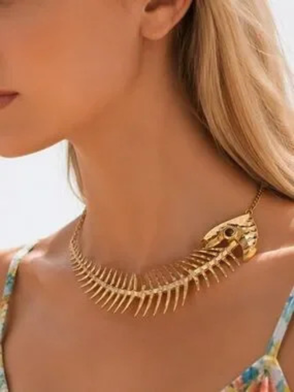 Golden Fishbone Collar Necklace